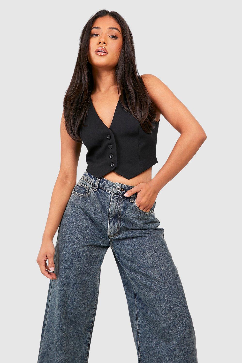 Petite Basics Wide Leg Jean boohoo UK